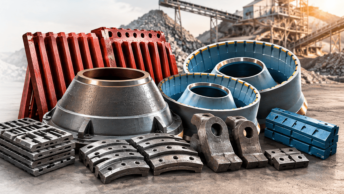 Manganese steel crusher liners, jaw plates and wear castings